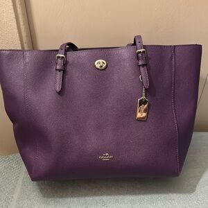 Coach Purple Leather Tote Bag